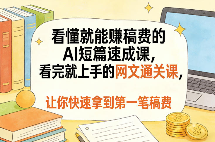 看懂就能賺稿费的AI短篇速成课,看完就上手的网文通关课,让你快速拿到第一笔稿费(更新8月)-御文网