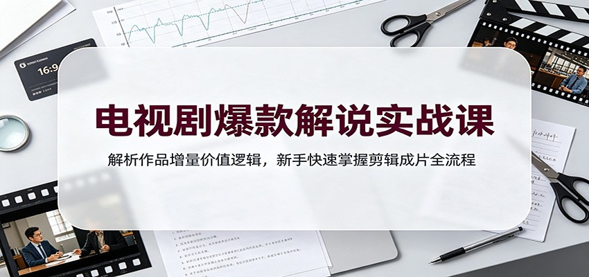 电视剧爆款解说实战课：解析作品增量价值逻辑，新手快速掌握剪辑成片全流程-御文网
