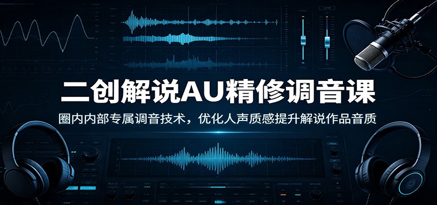 二创解说AU精修调音课：圈内内部专属调音技术，优化人声质感提升解说作品音质-御文网