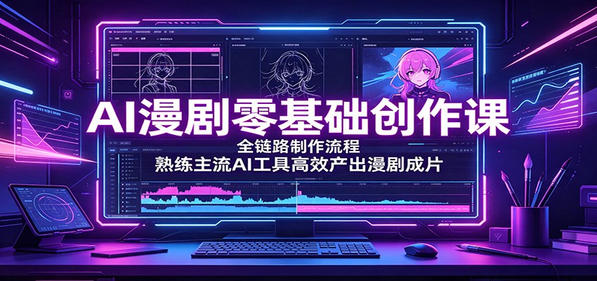 AI漫剧零基础创作课:全链路制作流程,熟练主流AI工具高效产出漫剧成片-御文网