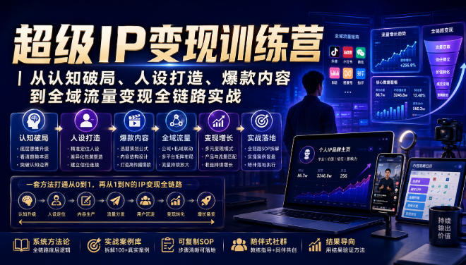 超级IP变现训练营|从认知破局、人设打造、爆款内容到全域流量变现全链路实战-御文网