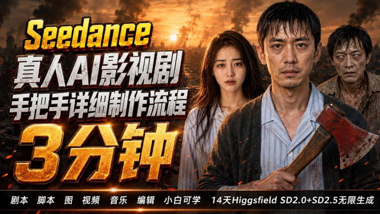 3分钟真人AI影视剧怎么做？SD 2.0手把手完整制作流程｜Higgsfield 14天SD 2.0/2.5无限生成-御文网