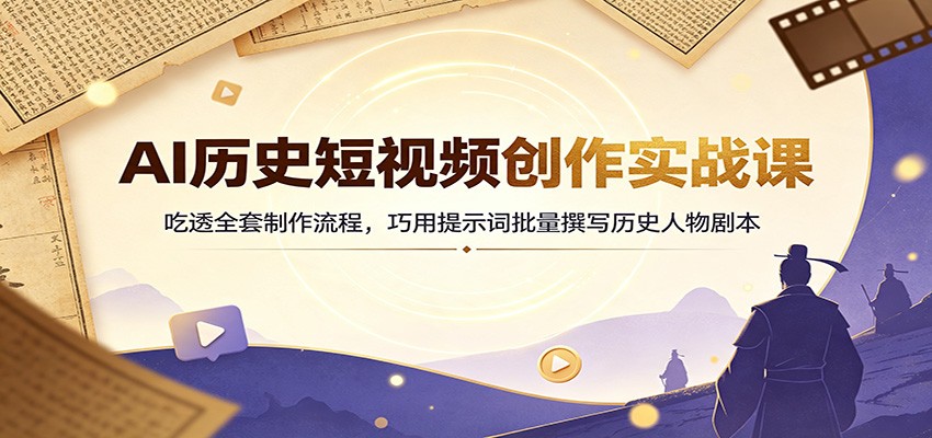 AI历史短视频创作实战课:吃透全套制作流程,巧用提示词批量撰写历史人物剧本-御文网