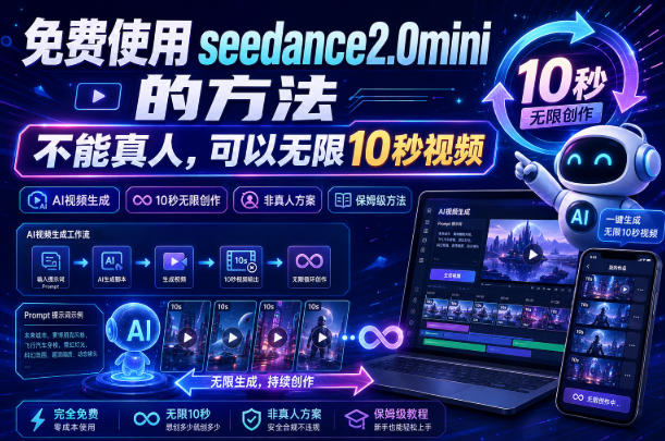 免费使用seedance2.0mini的方法，不能真人，可以无限10秒视频，9图+3音频参考-御文网