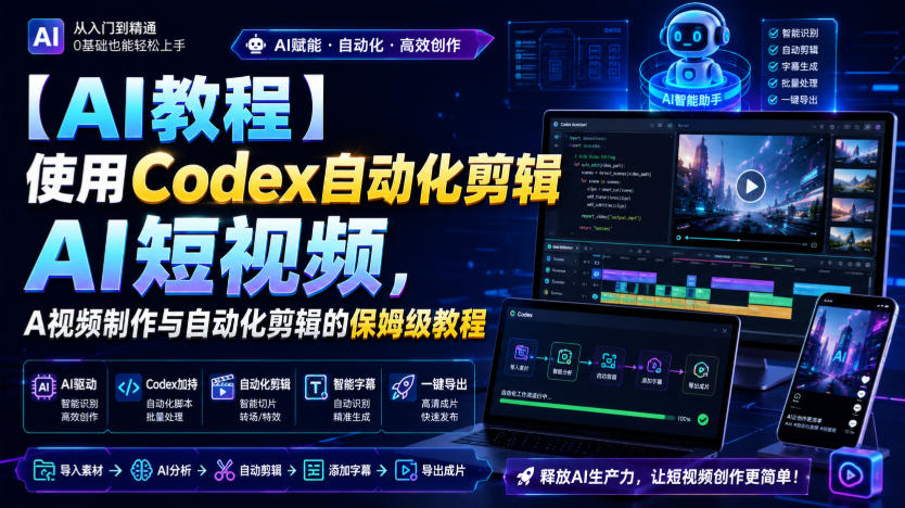 【AI教程】使用Codex自动化剪辑AI短视频，AI视频制作与自动化剪辑的保姆级教程-御文网