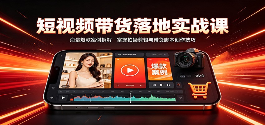 短视频带货落地实战课:海量爆款案例拆解,掌握拍摄剪辑与带货脚本创作技巧-御文网