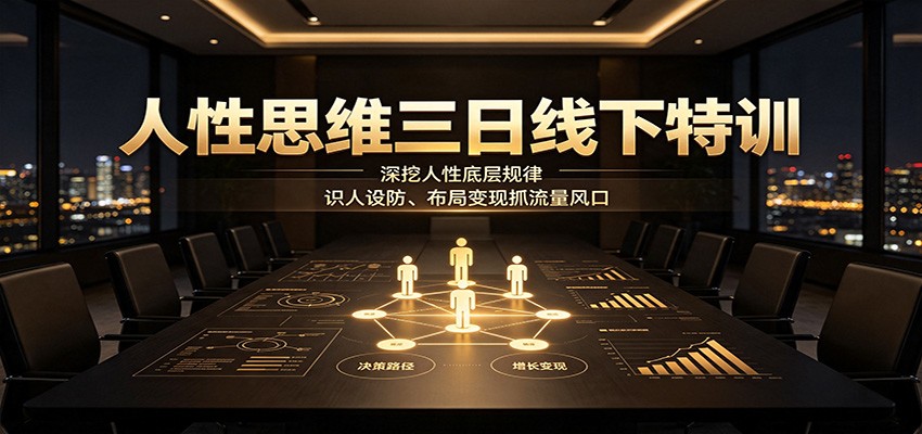人性思维三日线下特训:深挖人性底层规律,识人设防、布局变现抓流量风口-御文网