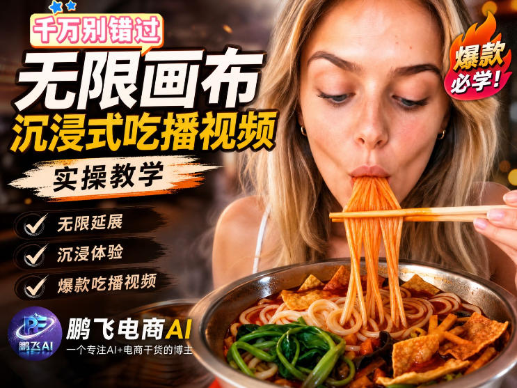 保姆级教程｜用AI无线画布做沉浸式吃播，3步直接出片，无线画布工作流，操作简单好上手-御文网