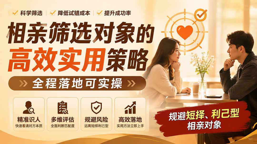 付费文章:相亲筛选对象的高效实用策略,全程落地可实操,规避短择、利己型相亲对象-御文网