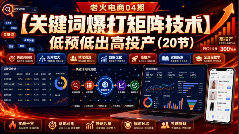 老火电商04期：【关键词爆打矩阵技术】低预低出高投产(20节)-御文网