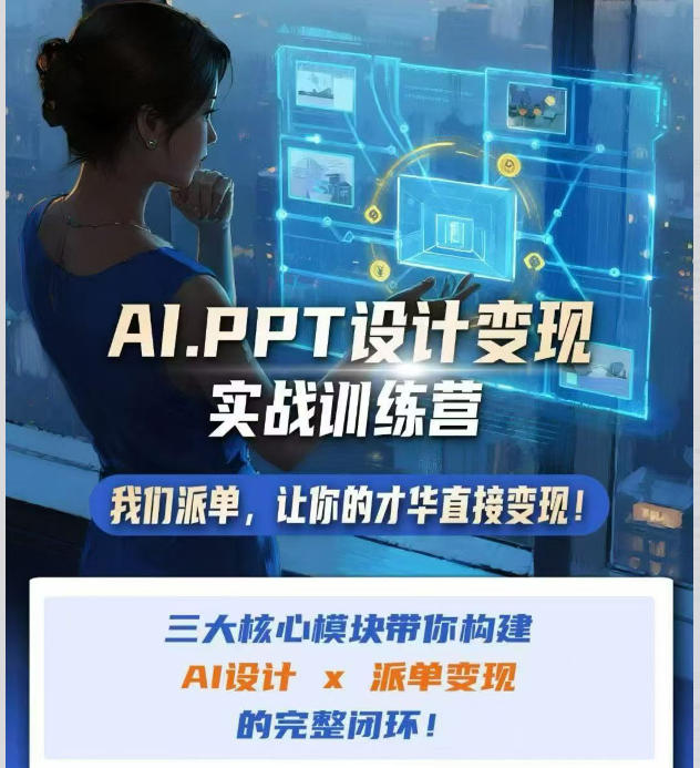 AI+PPT设计变现实战训练营，我们派单，让你的才华直接变现，三大核心模块带你构建Al设计x派单变现的完整闭环-御文网