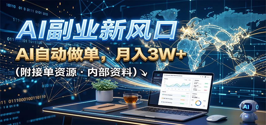 AI副业新风口，AI自动做单，月入3W+，附接单资源-御文网