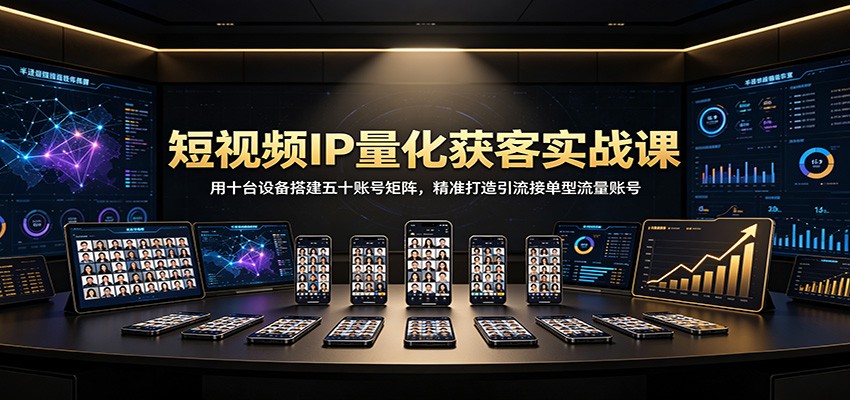 短视频IP量化获客实战课：用十台设备搭建五十账号矩阵，精准打造引流接单型流量账号-御文网