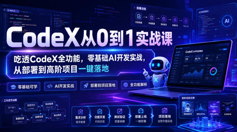 CodeX从0到1实战课，吃透CodeX全功能，零基础AI开发实战，从部署到高阶项目一键落地-御文网
