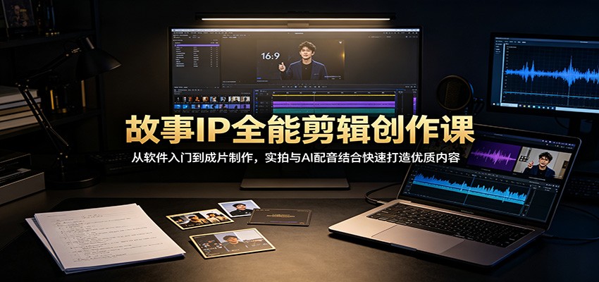 故事IP全能剪辑创作课：从软件入门到成片制作，实拍与AI配音结合快速打造优质内容-御文网