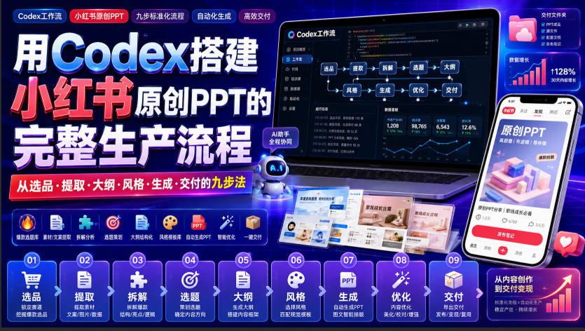 用Codex搭建小红书原创PPT的完整生产流程，从选品·提取·大纲·风格·生成·交付的九步法-御文网