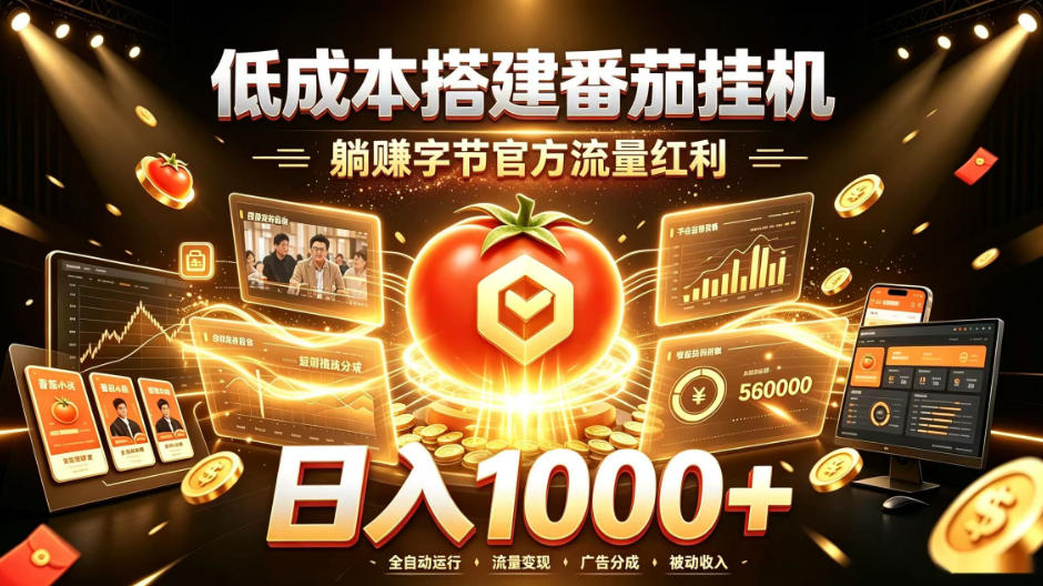低成本搭建番茄挂G，躺賺字节官方流量红利，日入1k+，全程傻瓜式落地【揭秘】-御文网