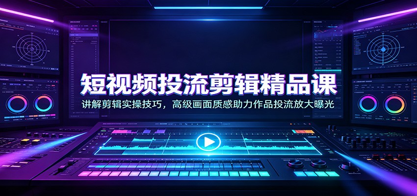 短视频投流剪辑精品课：讲解剪辑实操技巧，高级画面质感助力作品投流放大曝光-御文网