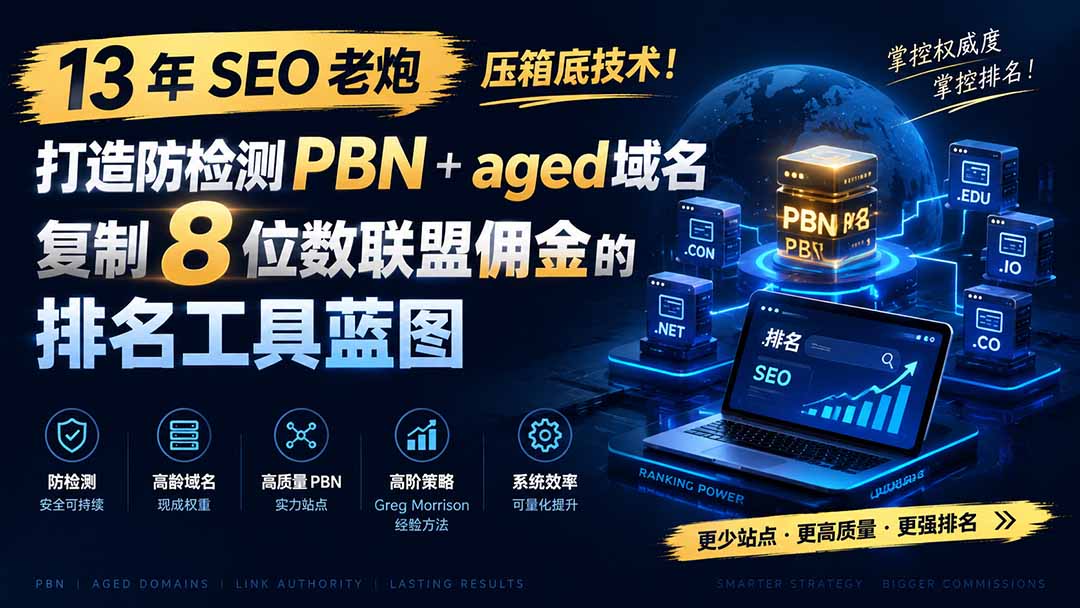 13 年 SEO 老炮压箱底技术!打造防检测 PBN+aged 域名,复制 8 位数联盟佣金的排名工具蓝图【原创双语字幕】-御文网