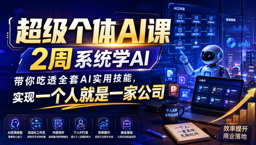 超级个体AI课，2周系统学AI，带你吃透全套AI实用技能，实现一个人就是一家公司-御文网