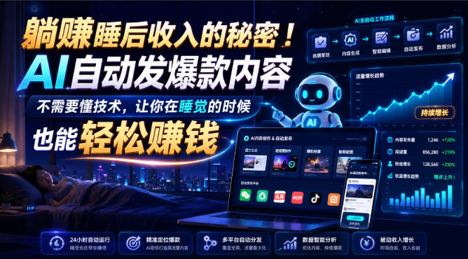 躺賺睡后收入的秘密!AI自动发爆款内容,不需要懂技术,让你在睡觉的时候也能轻松賺钱【原创双语字幕】-御文网