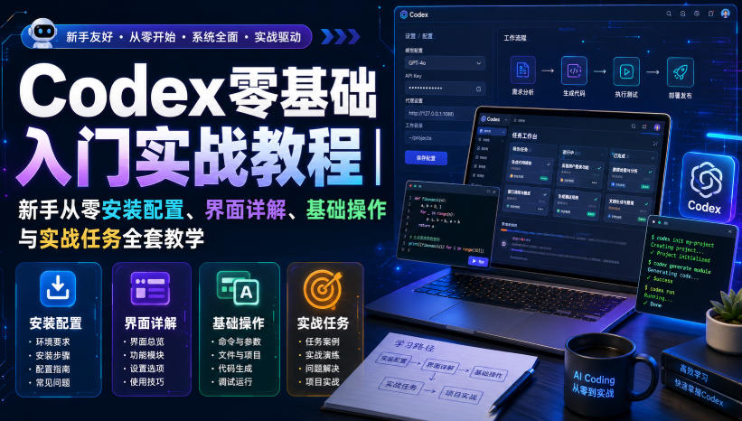Codex零基础入门实战教程|新手从零安装配置、界面详解、基础操作与实战任务全套教学-御文网
