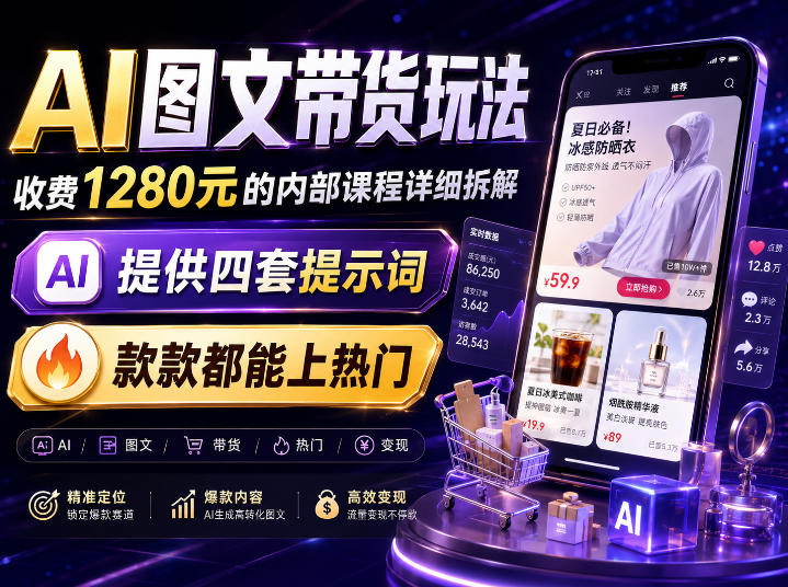 AI图文带货内部玩法,1280内部课程对外系统拆解,看完直接上手变现!-御文网