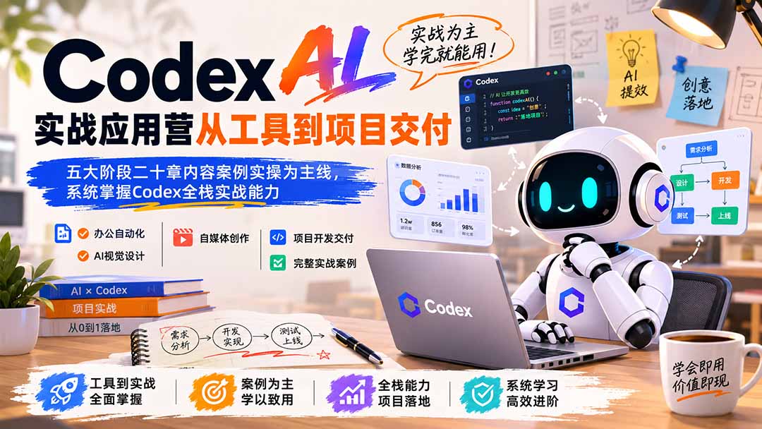 Codex AI实战应用营从工具到项目交付;五大阶段二十章内容案例实操为主线,系统掌握Codex全栈实战能力-御文网
