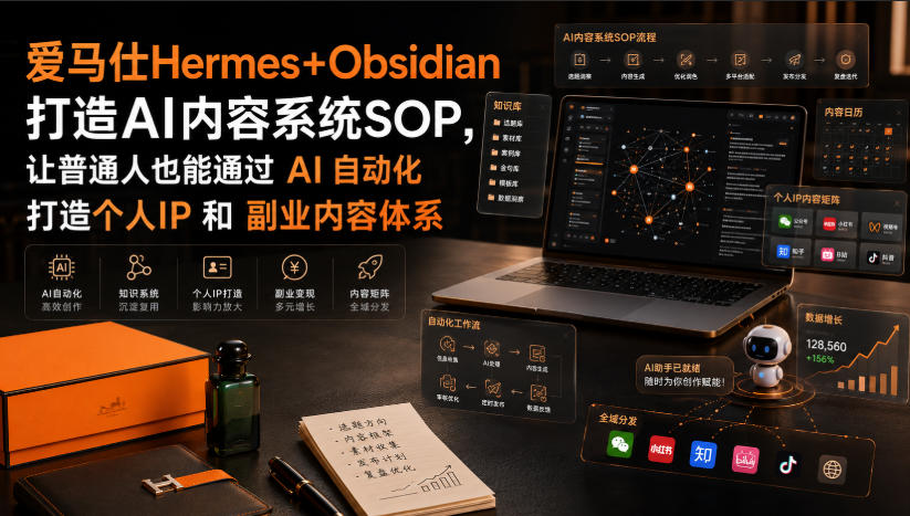 爱马仕Hermes+Obsidian打造AI内容系统SOP,让普通人也能通过 AI 自动化打造个人IP 和 副业内容体系-御文网
