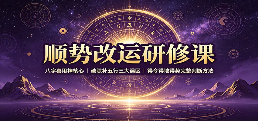顺势改运研修课：八字喜用神核心，破除补五行三大误区，得令得地得势完整判断方法-御文网