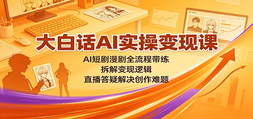 大白话AI实操变现课：AI短剧漫剧全流程带练，拆解变现逻辑，直播答疑解决创作难题-御文网