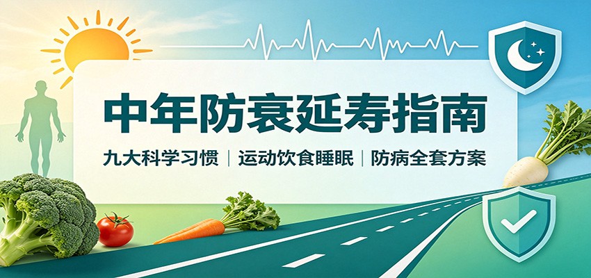 中年防衰延寿指南：九大科学习惯，运动饮食睡眠防病全套方案-御文网
