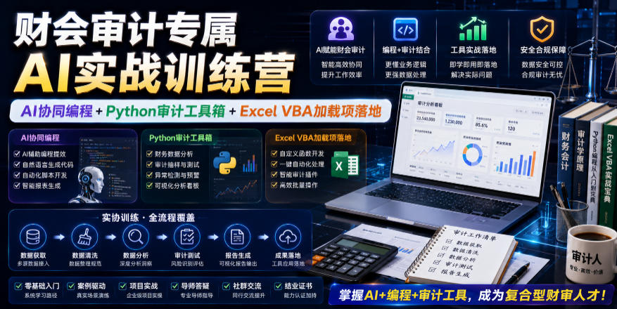 财会审计专属AI实战训练营|AI协同编程+Python审计工具箱+Excel VBA加载项落地(更新0816)-御文网