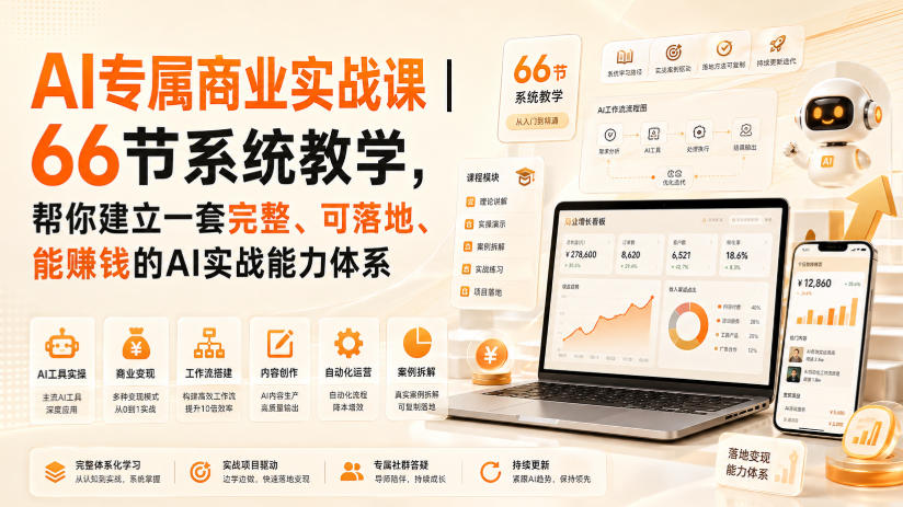 AI专属商业实战课|66节系统教学,帮你建立一套完整、可落地、能賺钱的AI实战能力体系-御文网