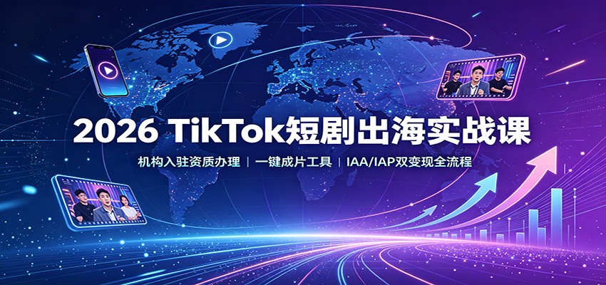 2026 TikTok短剧出海实战课：机构入驻资质办理，一键成片工具，IAA/IAP双变现全流程-御文网