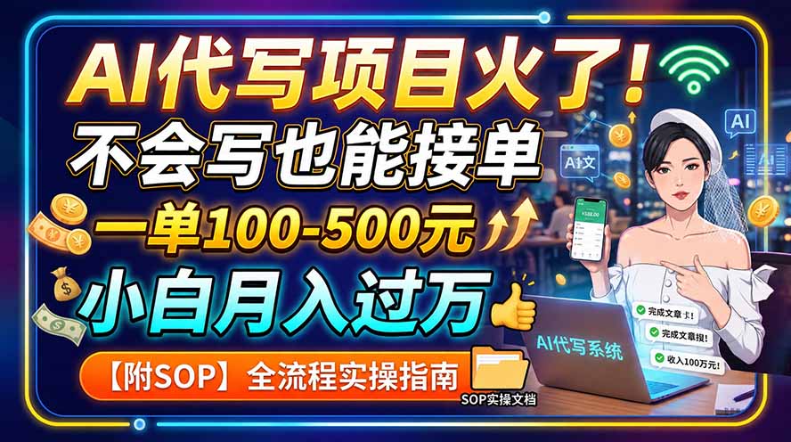 AI代写项目火了！不会写也能接单，一单100-500元，小白月入过万【附SOP】-御文网