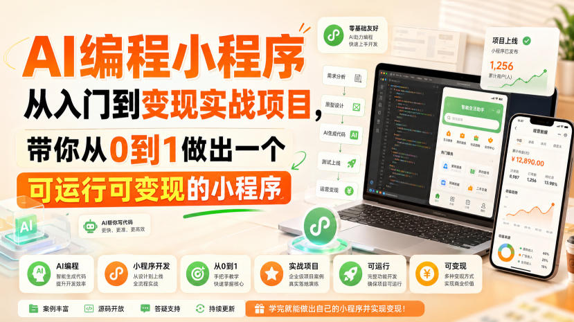 AI编程小程序从入门到变现实战项目，带你从0到1做出一个可运行可变现的小程序-御文网