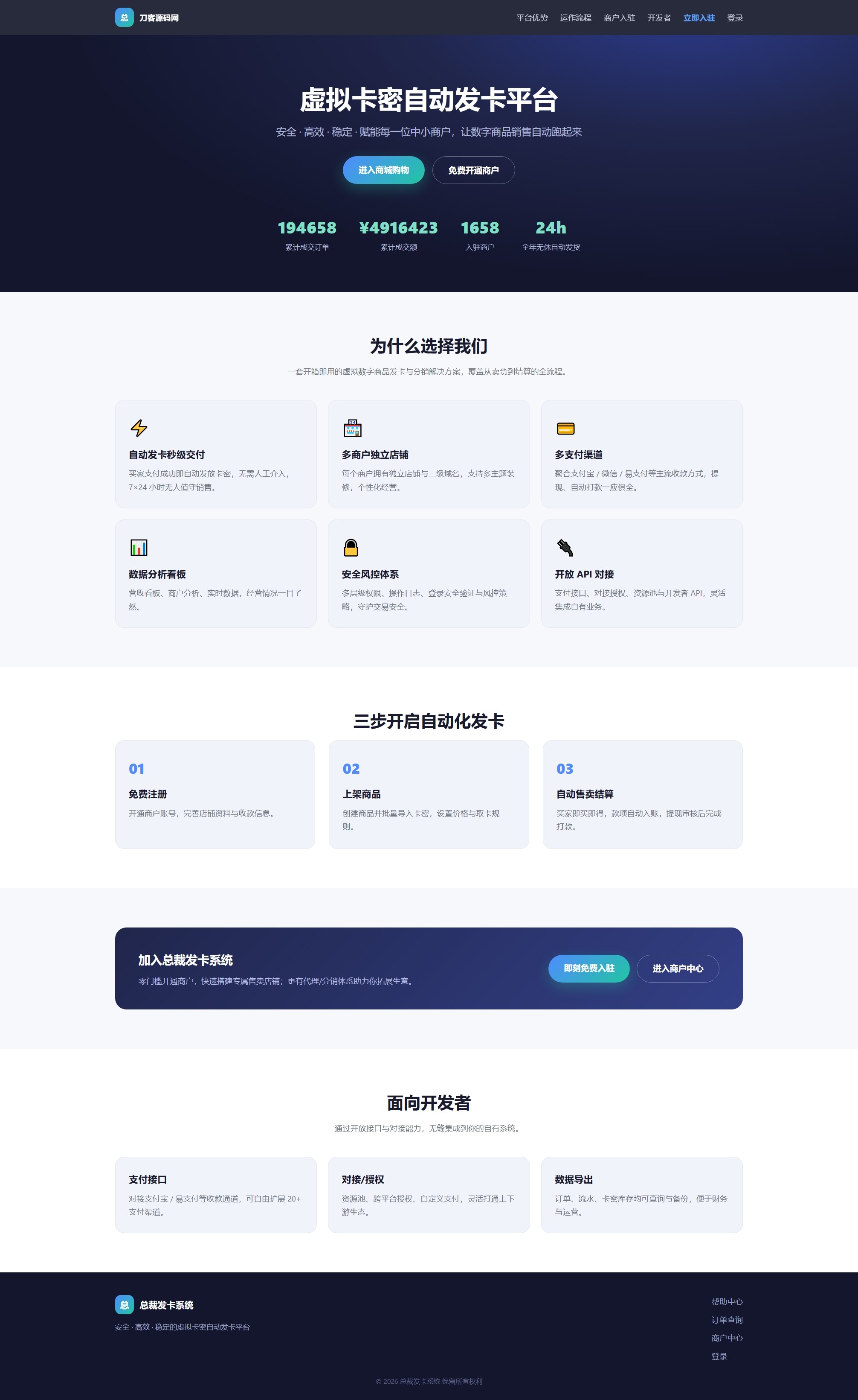 总裁自动发卡系统源码-御文网