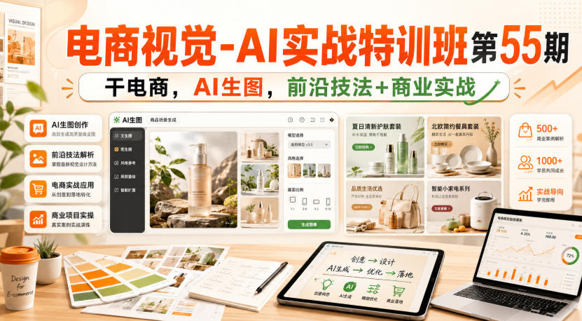 电商视觉-AI实战特训班第55期,干电商,AI生图,前沿技法+商业实战-御文网