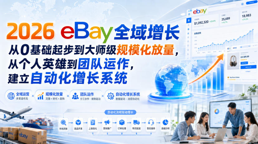 2026 eBay全域增长,从0基础起步到大师级规模化放量,从个人英雄到团队运作,建立自动化增长系统-御文网