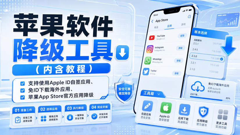 苹果软件降级工具(内含教程),支持使用Apple ID自签应用、免ID下载海外应用、苹果App Store官方应用降级等-御文网
