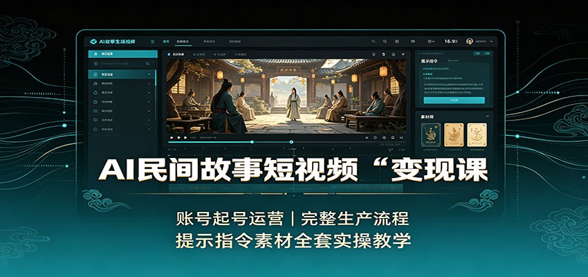 AI民间故事短视频变现课：账号起号运营，完整生产流程，提示指令素材全套实操教学-御文网