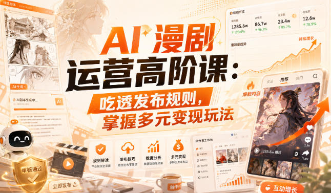 AI漫剧运营高阶课：吃透发布规则，掌握多元变现玩法-御文网