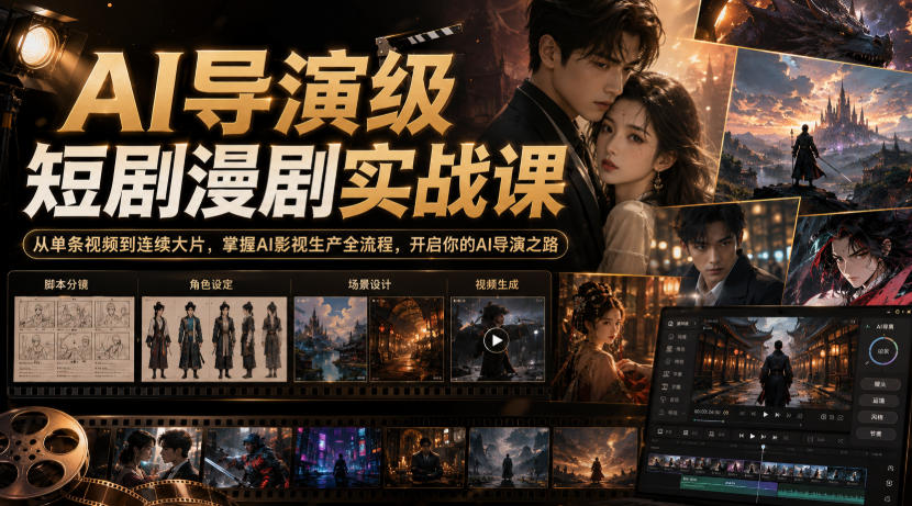 AI导演级短剧漫剧实战课,从单条视频到连续大片,掌握AI影视生产全流程,开启你的AI导演之路!-御文网