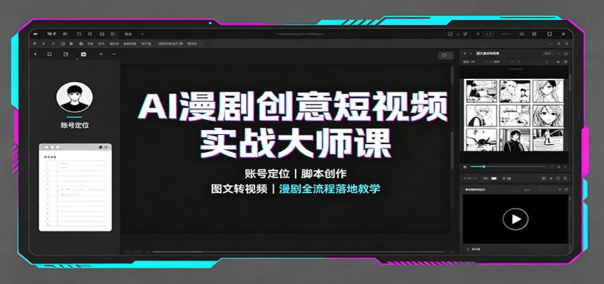 AI漫剧创意短视频实战大师课:账号定位脚本创作,图文转视频,漫剧全流程落地教学-御文网