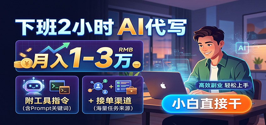 下班2小时AI代写，月入1-3万，附工具指令+接单渠道，小白直接干-御文网