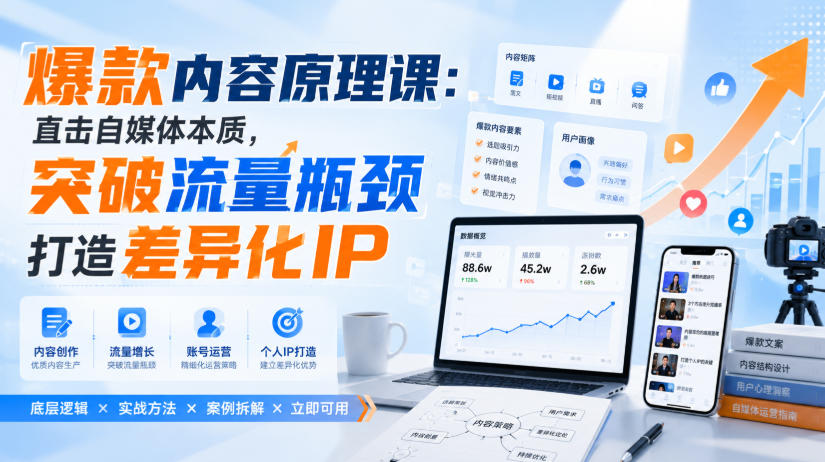 爆款内容原理课:直击自媒体本质,突破流量瓶颈打造差异化IP-御文网