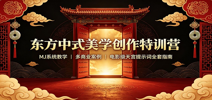 东方中式美学创作特训营：MJ系统教学，多商业案例，电影级天宫提示词全套指南-御文网