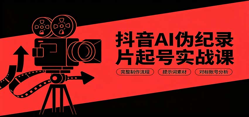 抖音AI伪纪录片起号实战课：完整制作流程，提示词素材，对标账号分析-御文网