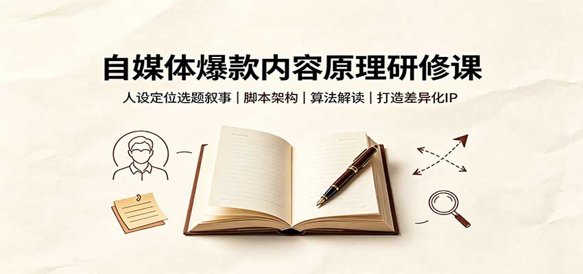 自媒体爆款内容原理研修课：人设定位选题叙事，脚本架构，算法解读打造差异化IP-御文网